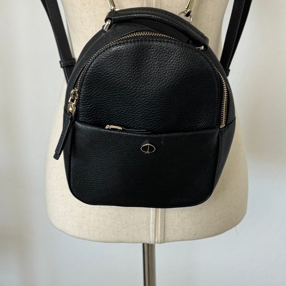 Kate Spade New York Black Pebbled Leather Mini Backpack Gold Logo J183 main image 13